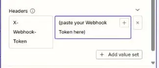 Zapier webhook headers with X-Webhook-Token